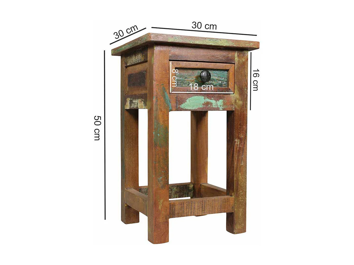 Beistelltisch im Shabby Chic Design Bunt Braun