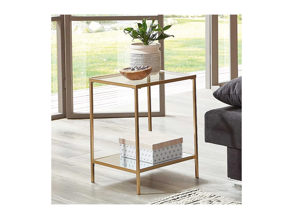 Beistelltisch Sofa in Goldfarben quadratischer Tischplatte