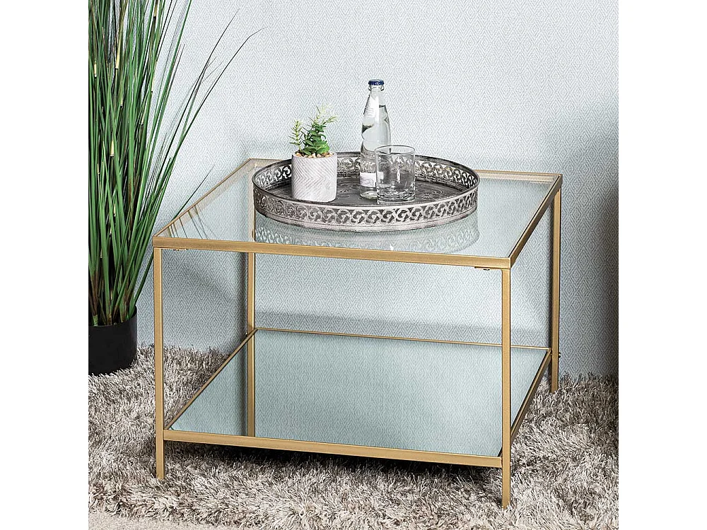 Beistelltisch Sofa in Goldfarben quadratischer Tischplatte