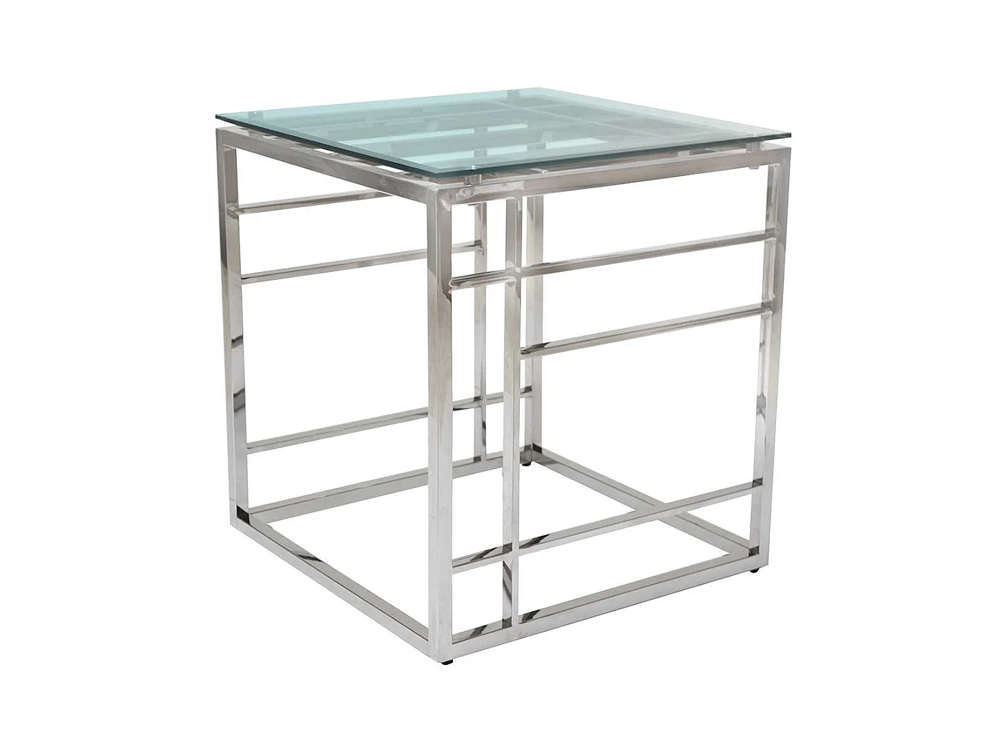 Design Beistelltisch aus Glas und Edelstahl quadratisch