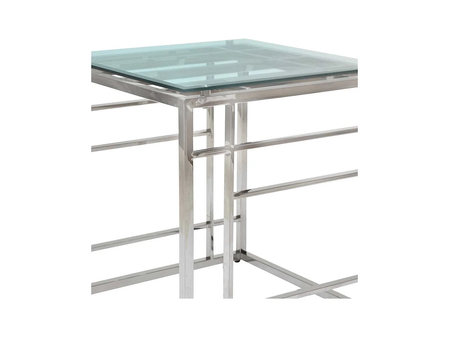 Design Beistelltisch aus Glas und Edelstahl quadratisch