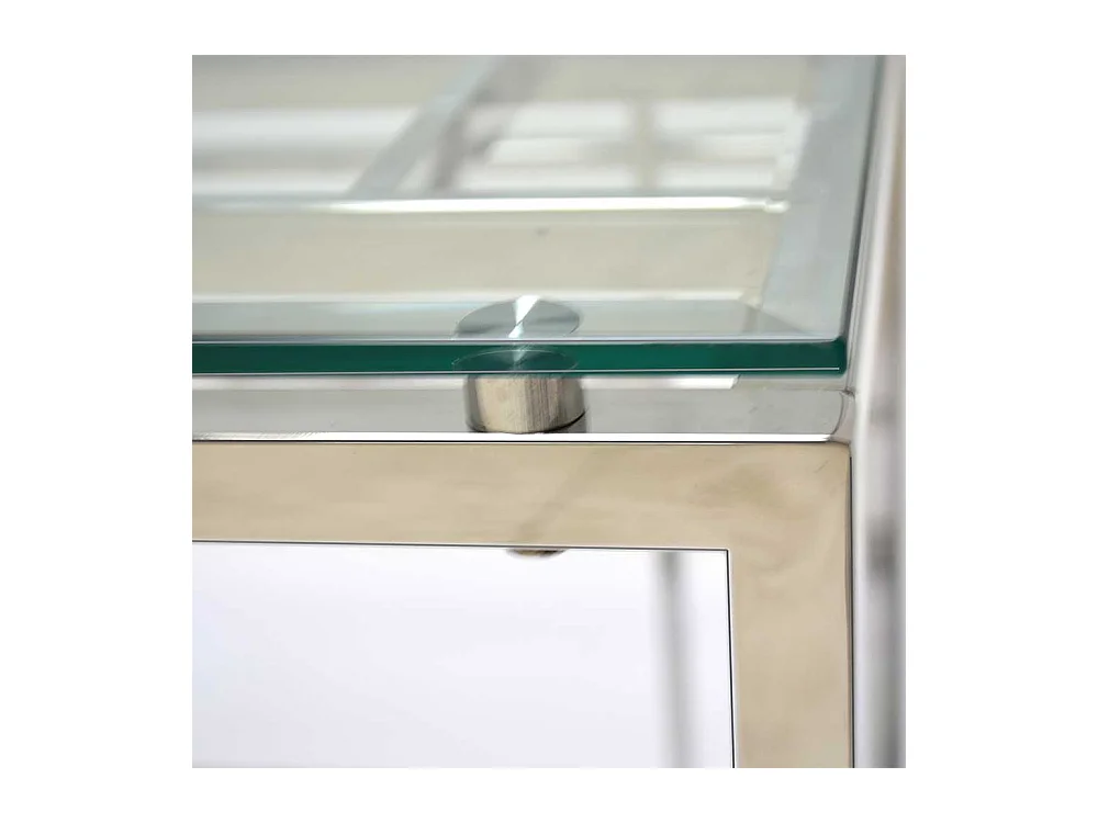 Design Beistelltisch aus Glas und Edelstahl quadratisch