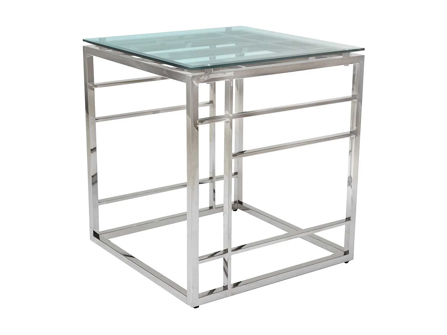 Design Beistelltisch aus Glas und Edelstahl quadratisch