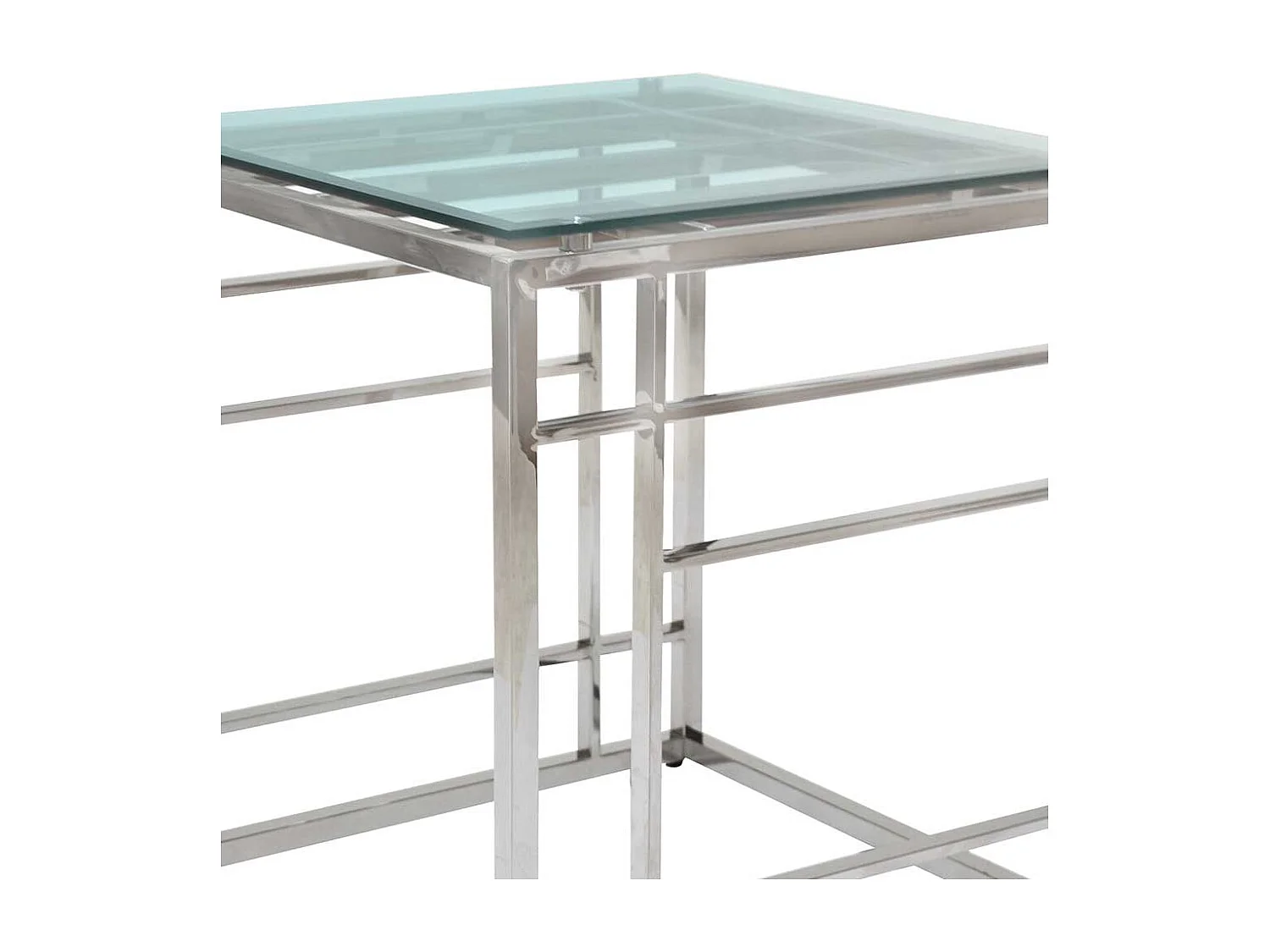 Design Beistelltisch aus Glas und Edelstahl quadratisch
