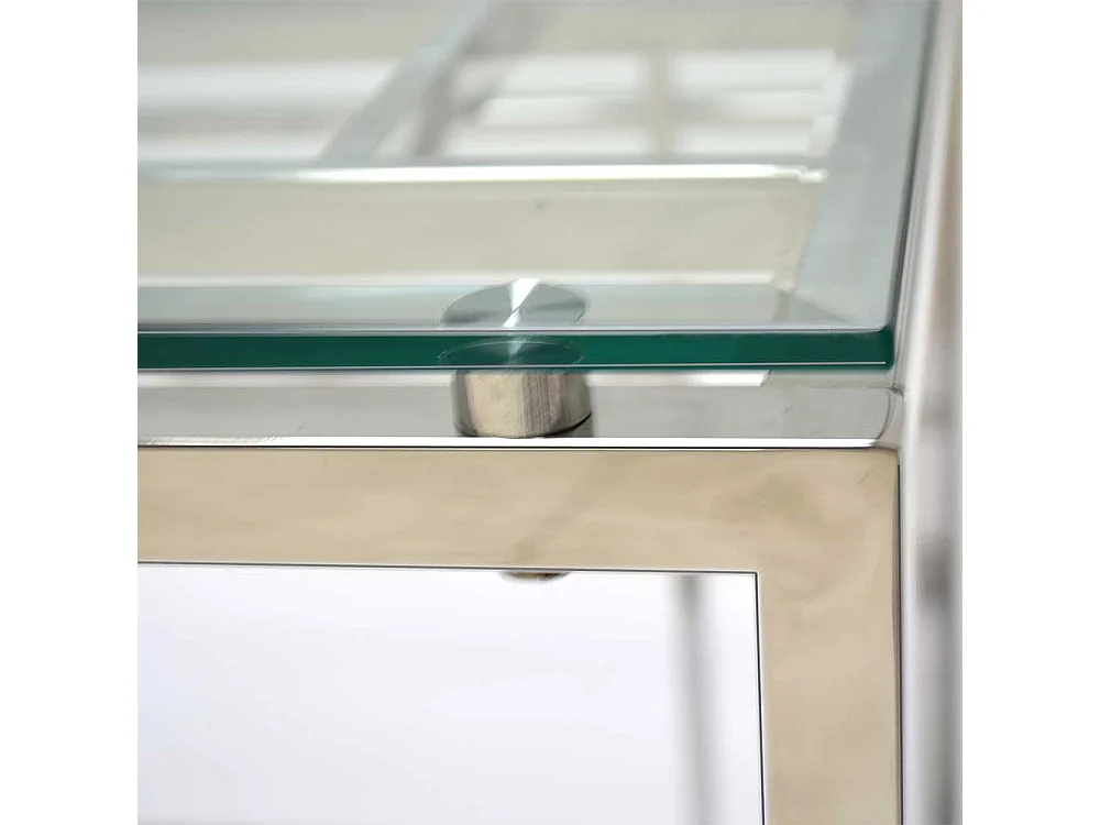 Design Beistelltisch aus Glas und Edelstahl quadratisch