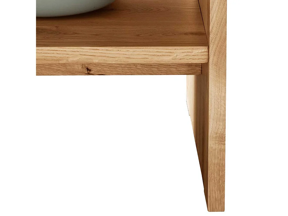 Beistelltisch Wildeiche massiv mit Wangen Gestell quadratischer Tischplatte