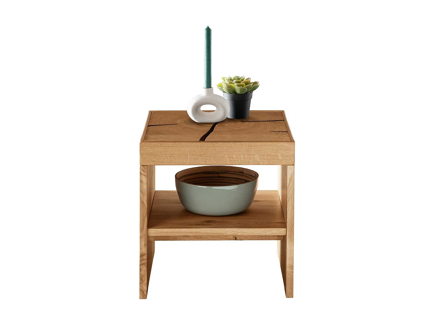 Beistelltisch Wildeiche massiv mit Wangen Gestell quadratischer Tischplatte