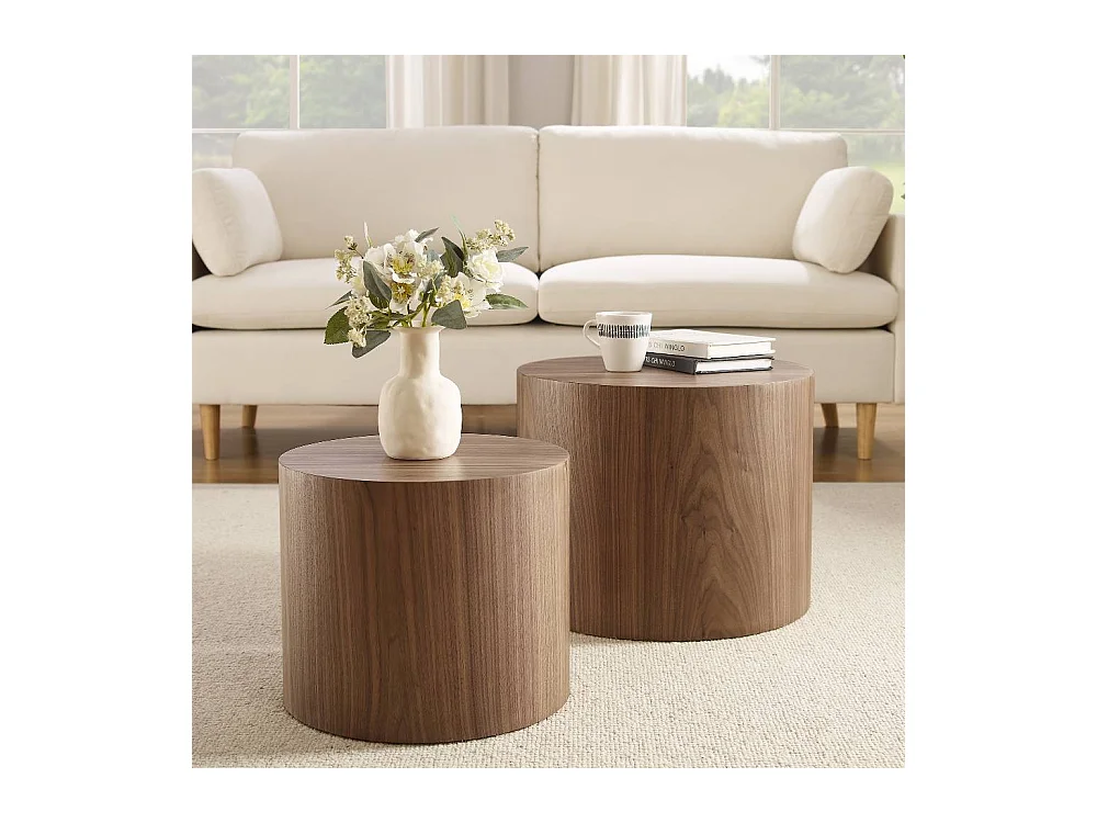 Beistelltisch Beitisch in Walnussfarben echtholzfurniert (zweiteilig)