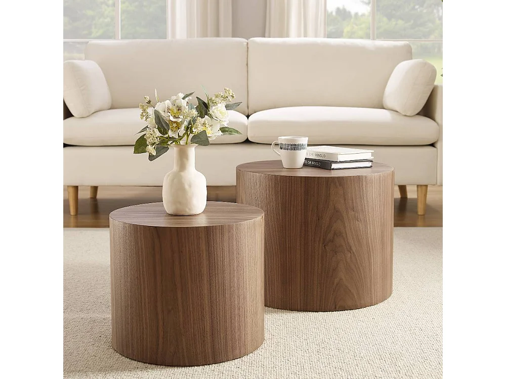 Beistelltisch Beitisch in Walnussfarben echtholzfurniert (zweiteilig)