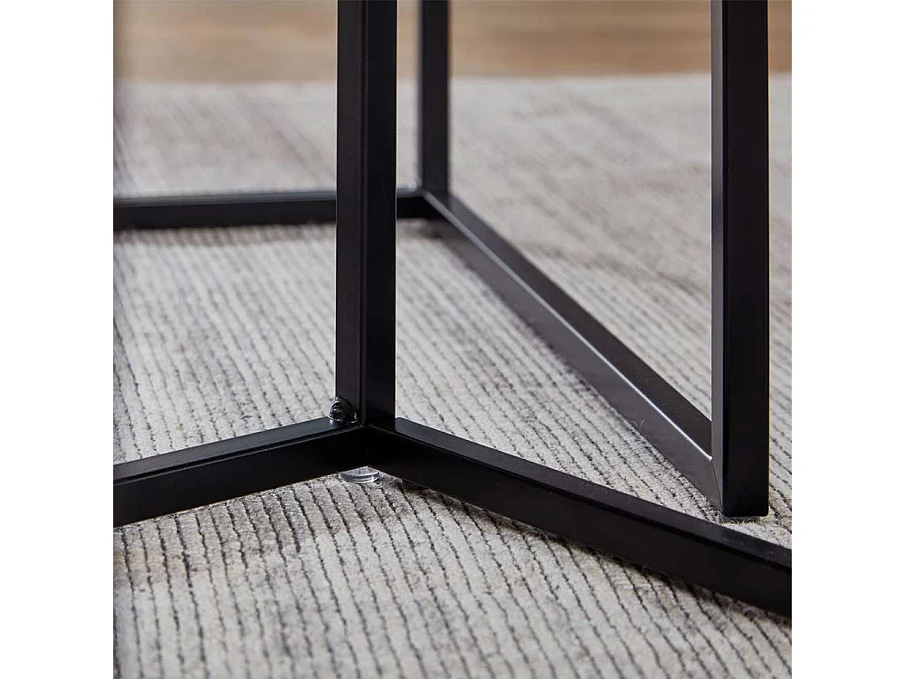 Schwarze Beistelltische im Industrie und Loft Stil Metallplatte (zweiteilig)