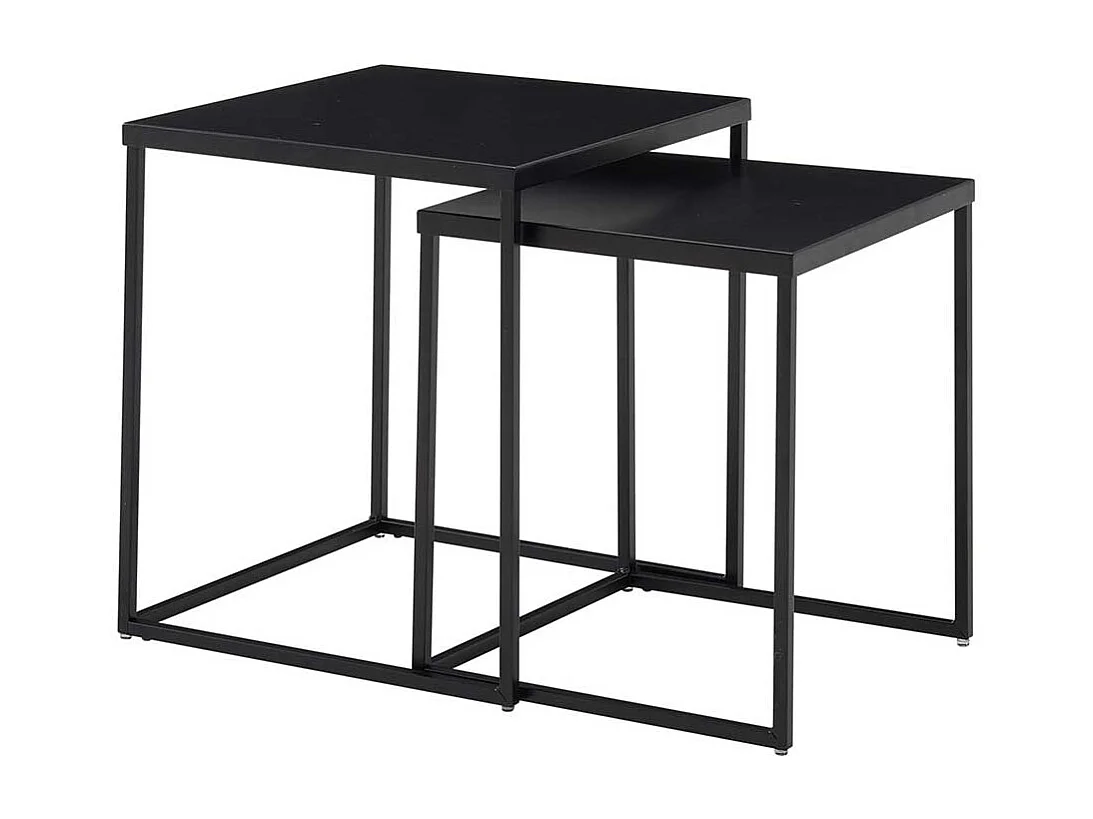 Schwarze Beistelltische im Industrie und Loft Stil Metallplatte (zweiteilig)