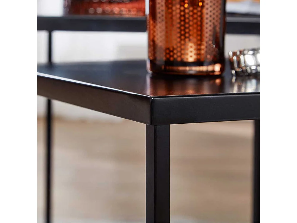 Schwarze Beistelltische im Industrie und Loft Stil Metallplatte (zweiteilig)