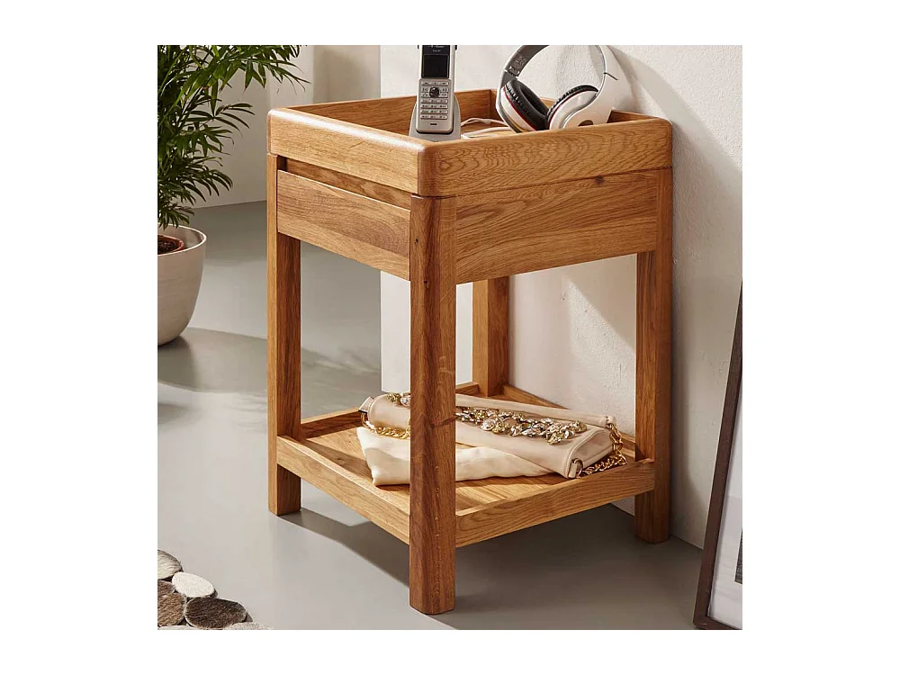 Beistelltisch aus Wildeiche Massivholz Schublade