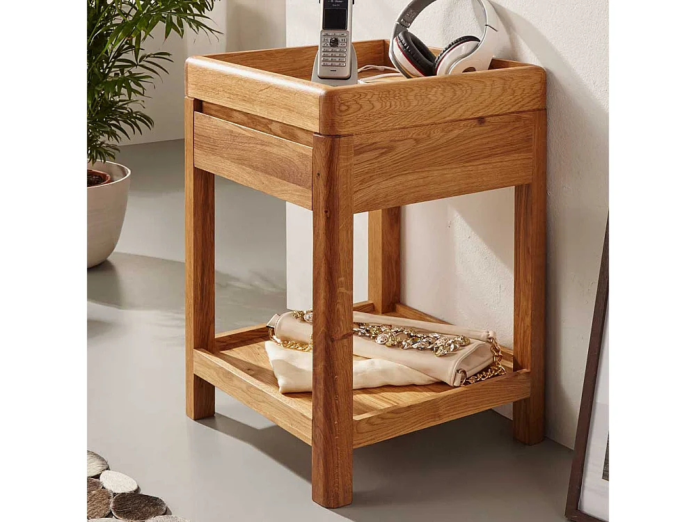 Beistelltisch aus Wildeiche Massivholz Schublade