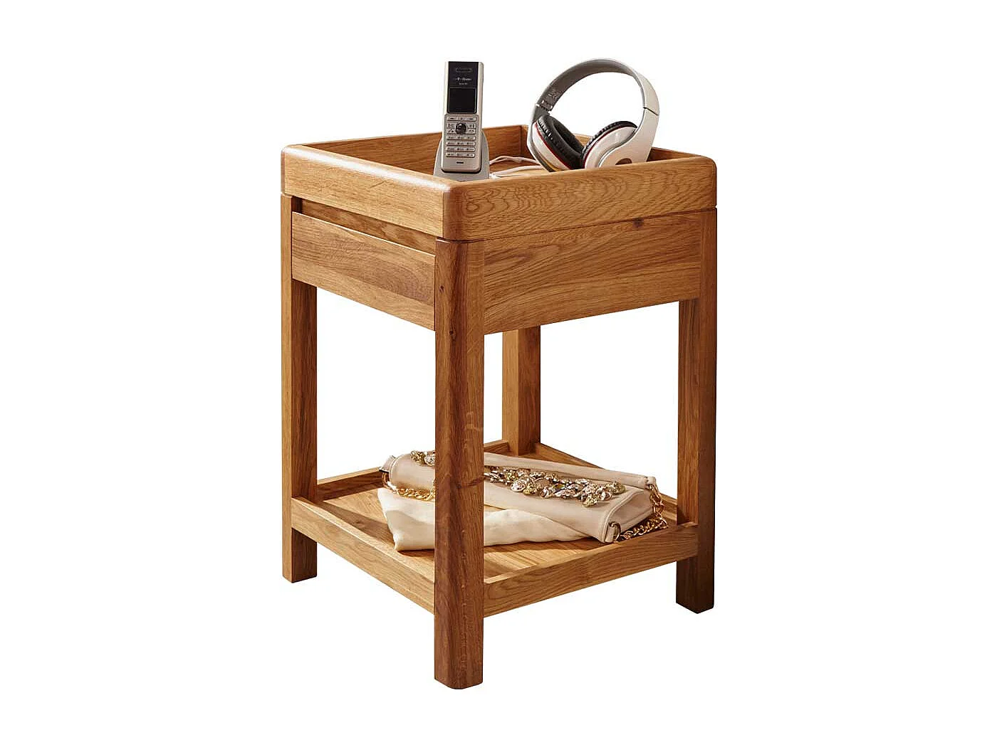 Beistelltisch aus Wildeiche Massivholz Schublade