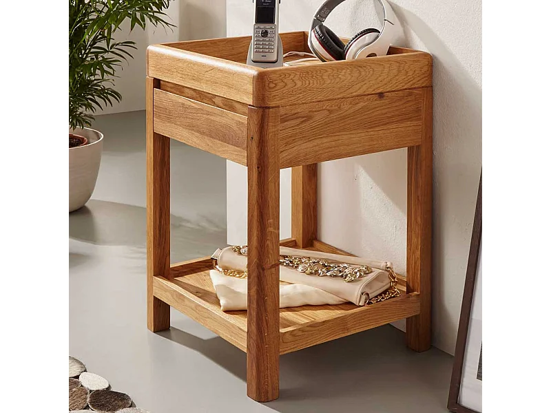 Beistelltisch aus Wildeiche Massivholz Schublade