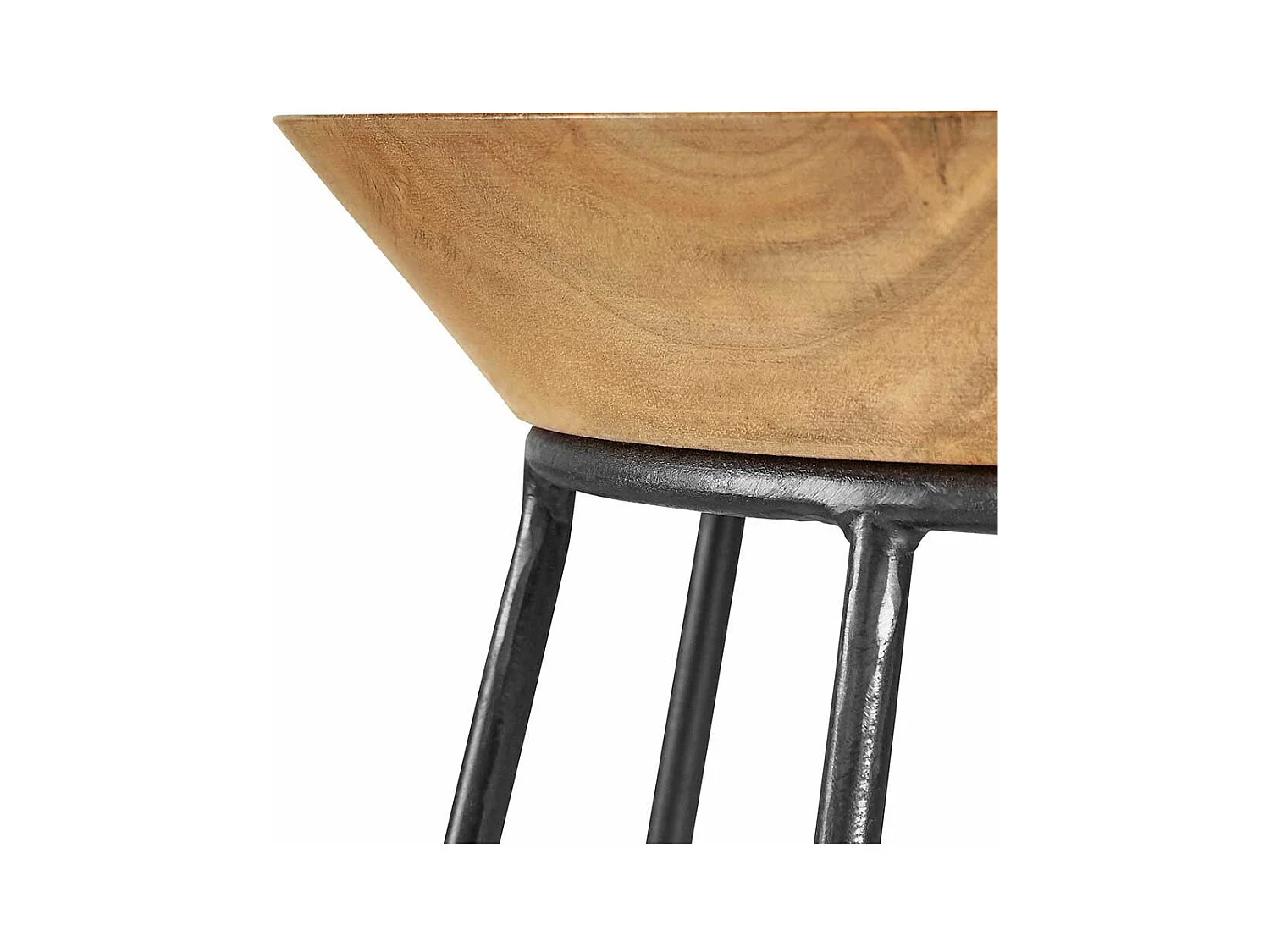 Design Beistelltisch aus Mangobaum Massivholz Draht-Gestell aus Eisen