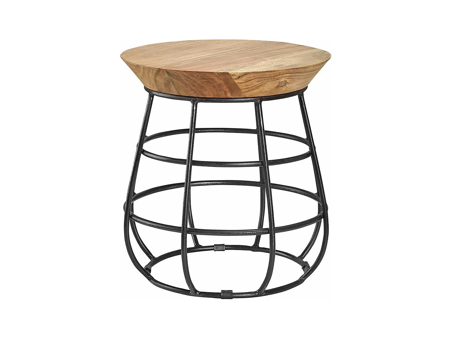 Design Beistelltisch aus Mangobaum Massivholz Draht-Gestell aus Eisen