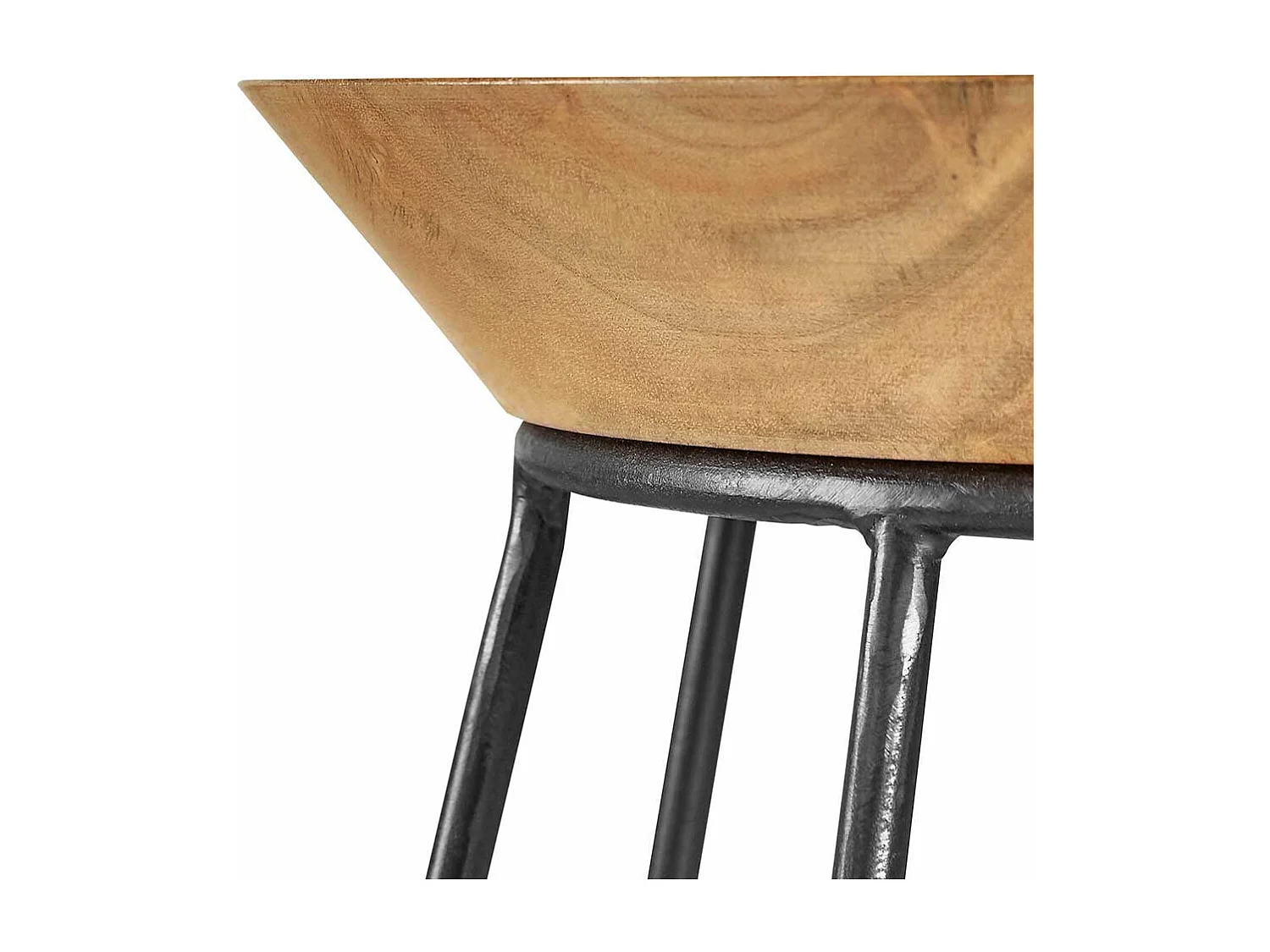 Design Beistelltisch aus Mangobaum Massivholz Draht-Gestell aus Eisen