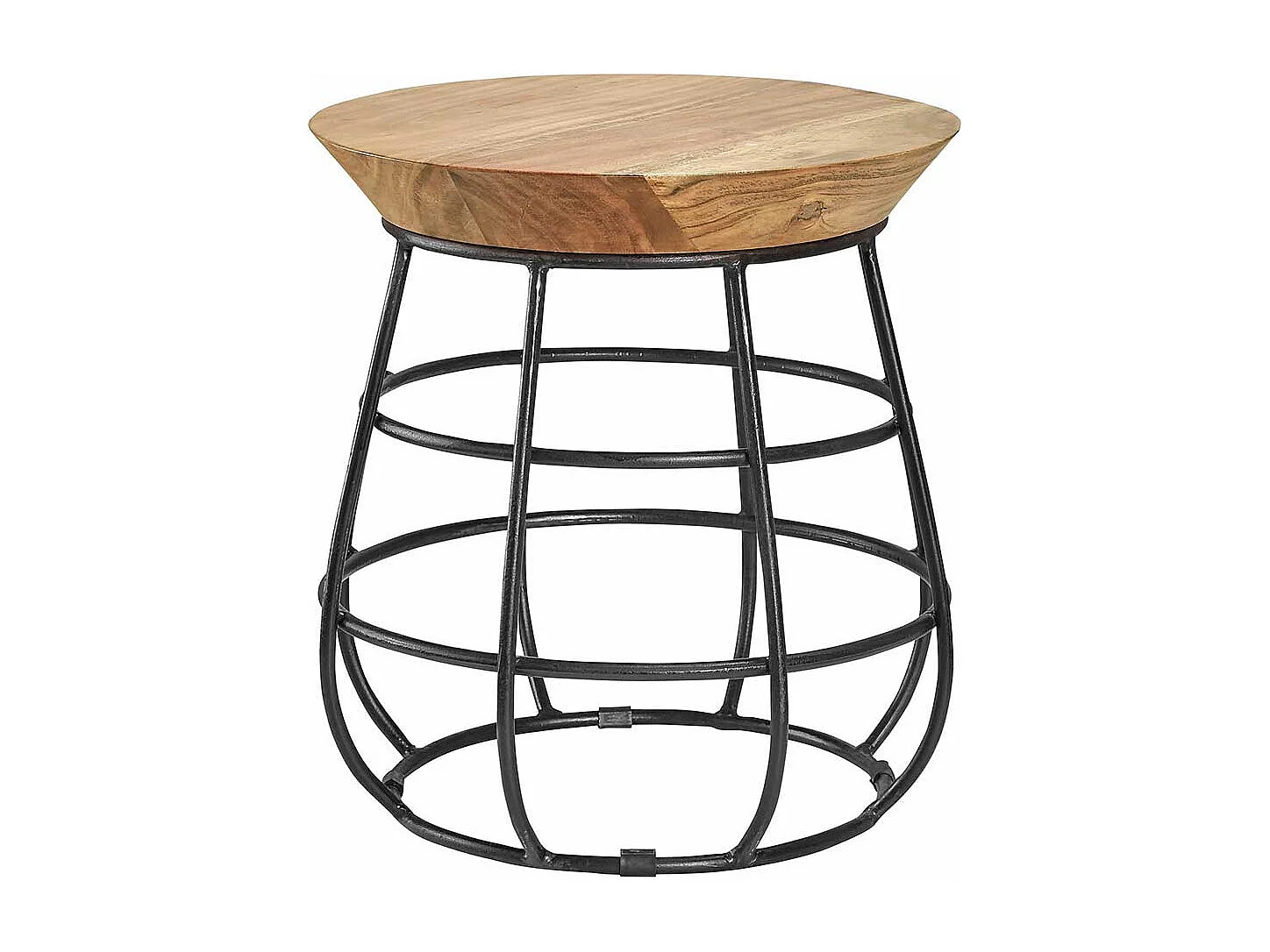 Design Beistelltisch aus Mangobaum Massivholz Draht-Gestell aus Eisen