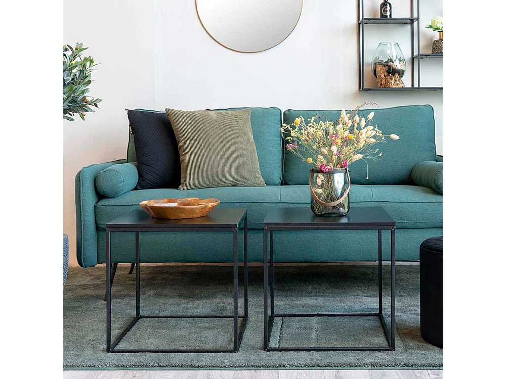 Beistelltisch Sofa in Schwarz mit quadratischer Tischplatte 45 cm breit