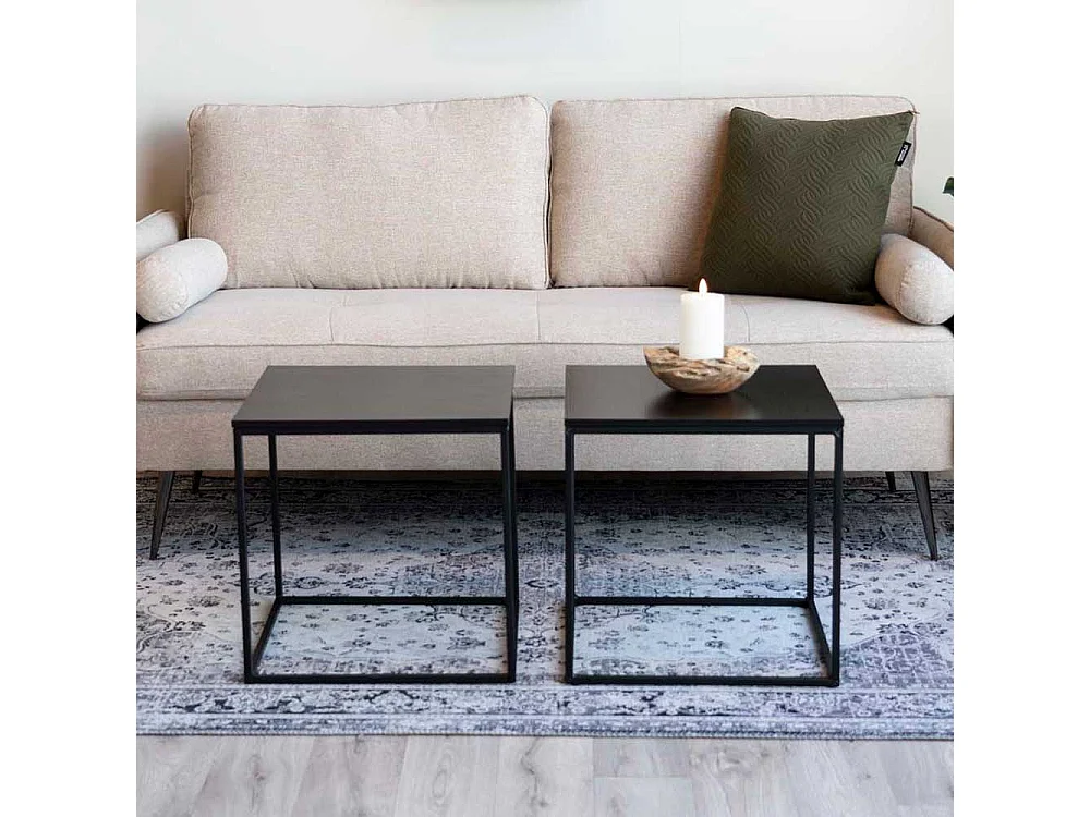 Beistelltisch Sofa in Schwarz mit quadratischer Tischplatte 45 cm breit