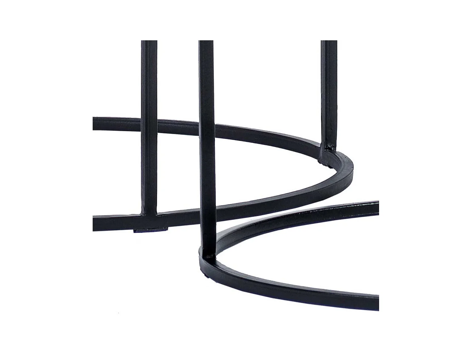 Runde Beistelltische in Teakfarben Massivholzplatte und Metallgestell (zweiteilig)