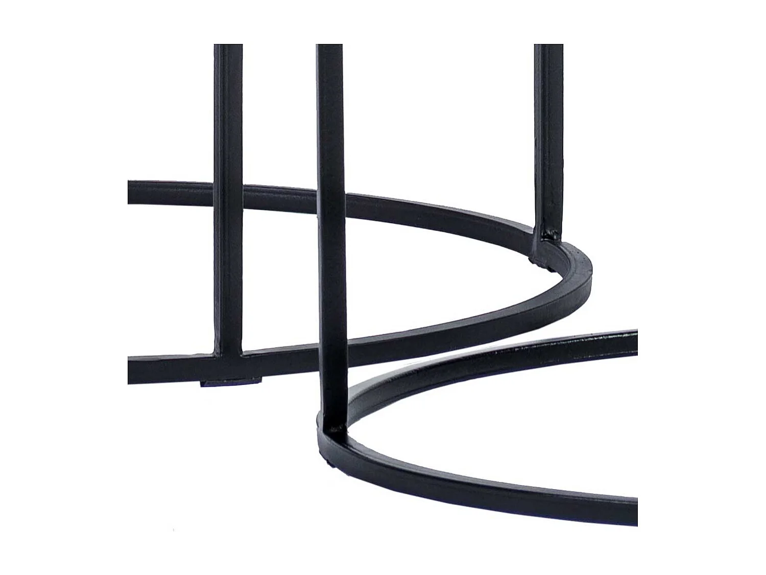 Runde Beistelltische in Teakfarben Massivholzplatte und Metallgestell (zweiteilig)