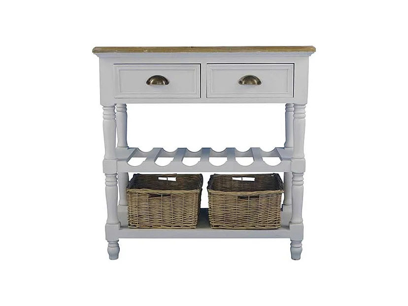 Beistelltisch mit Flaschenablage Weiß