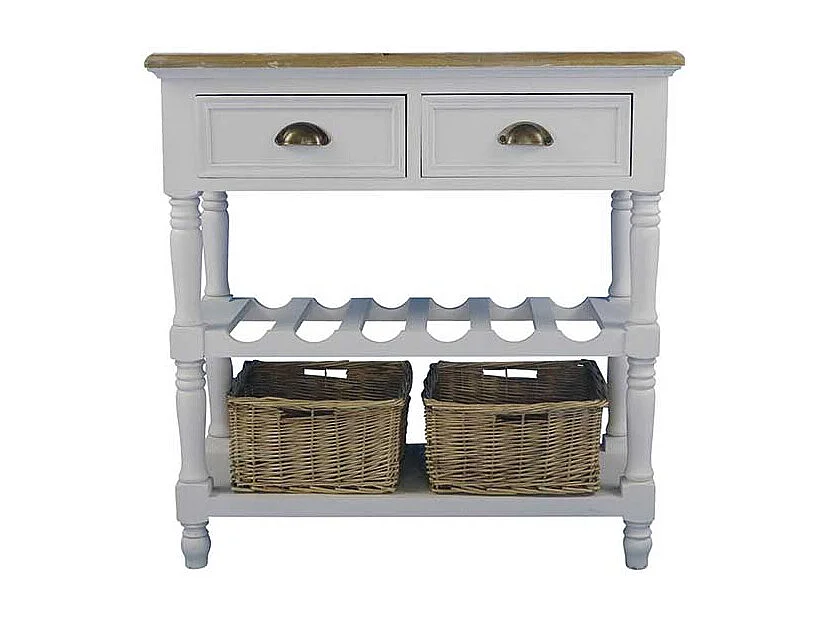 Beistelltisch mit Flaschenablage Weiß