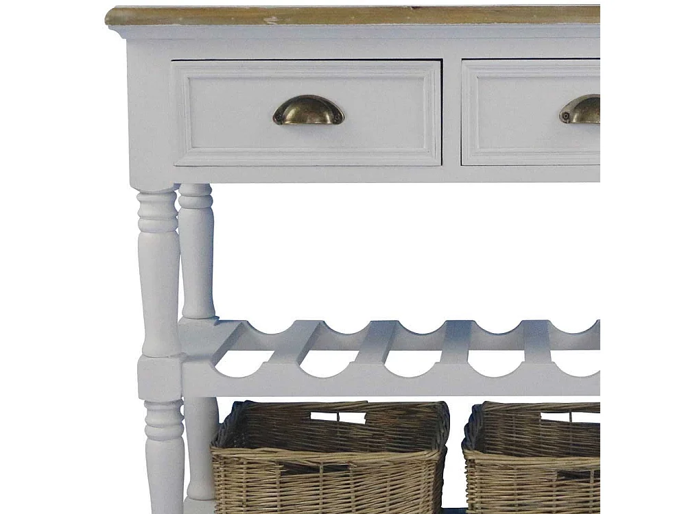 Beistelltisch mit Flaschenablage Weiß