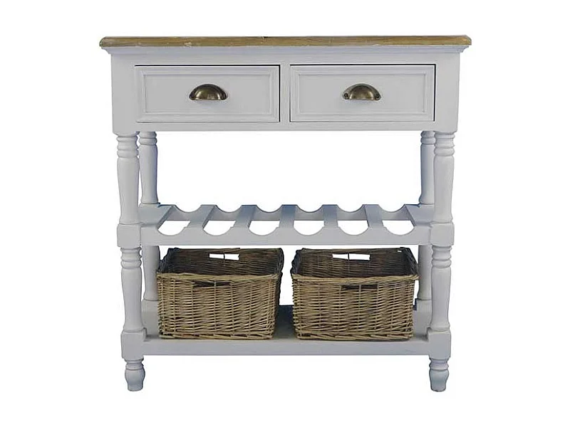 Beistelltisch mit Flaschenablage Weiß