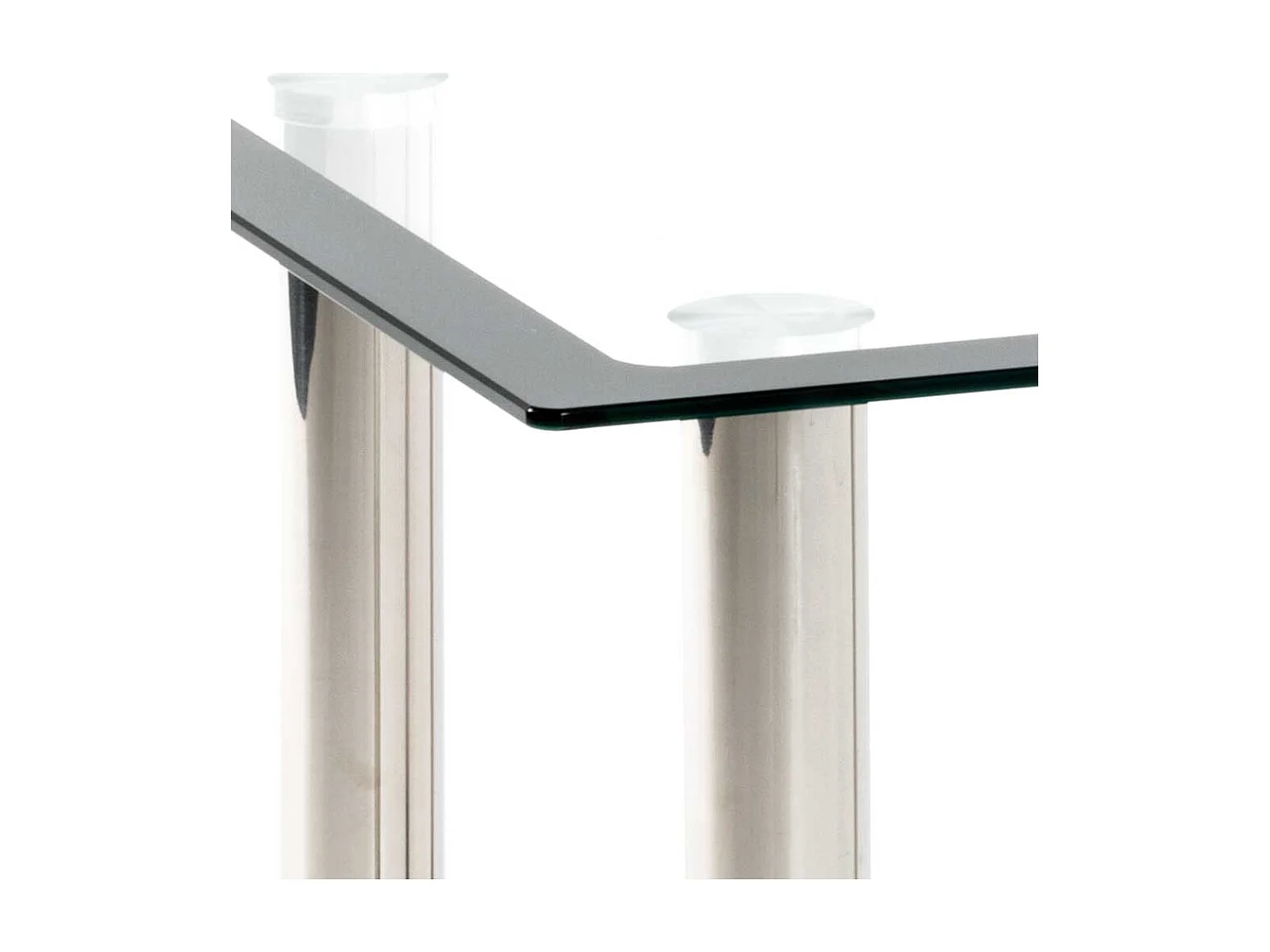 Beistelltisch in Silberfarben und Schwarz Edelstahl und Glas