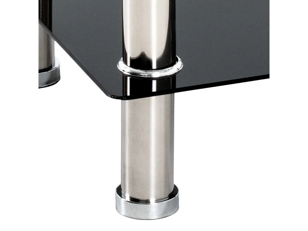 Beistelltisch in Silberfarben und Schwarz Edelstahl und Glas