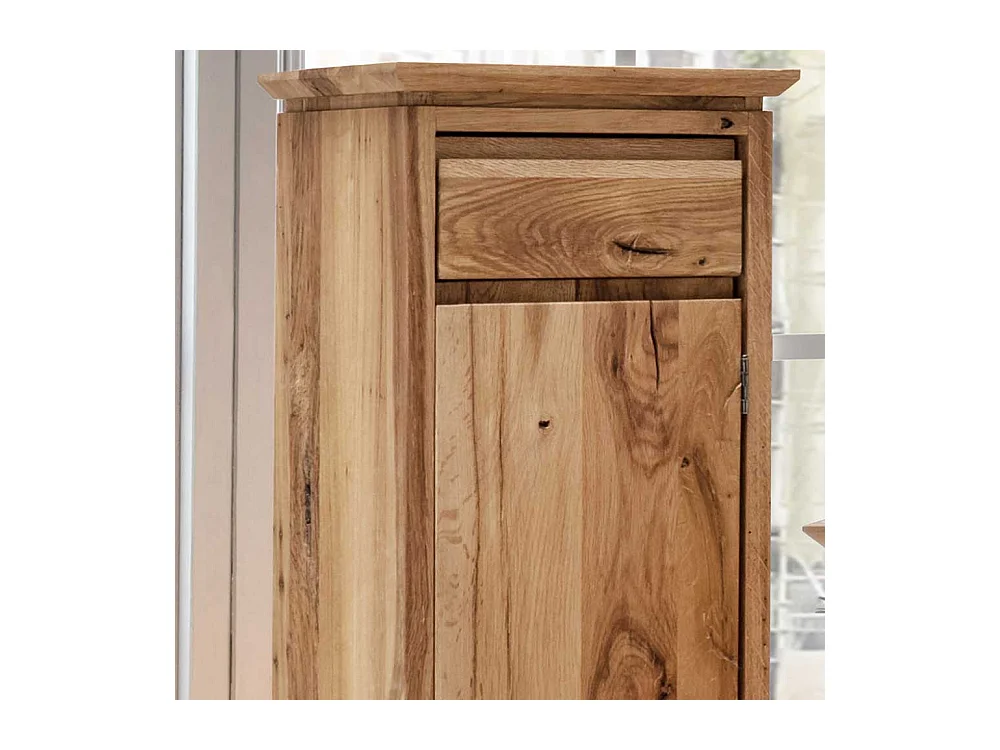 Blumensäule aus Wildeiche Massivholz mit Schublade und Tür