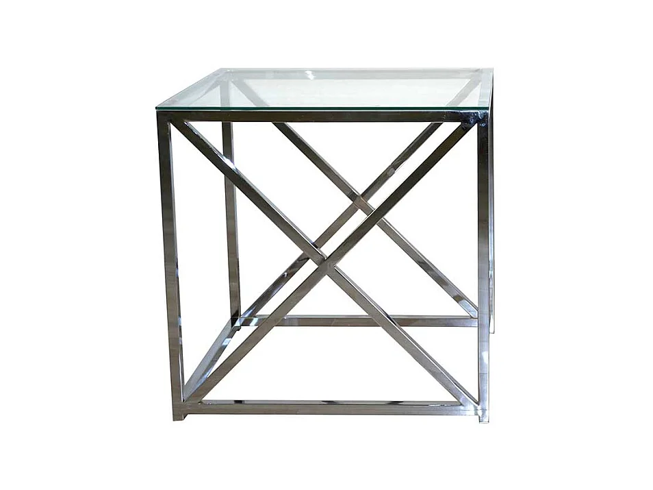 Beitisch Set in Chromfarben Klarglasplatte (zweiteilig)