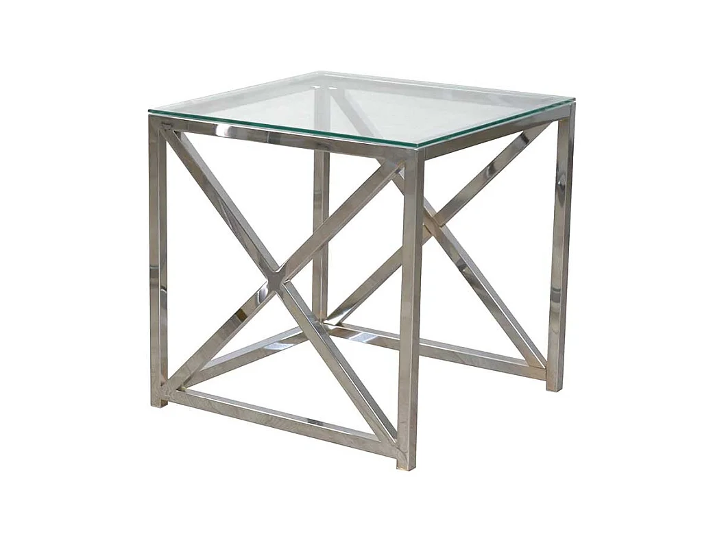 Beitisch Set in Chromfarben Klarglasplatte (zweiteilig)