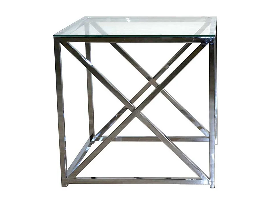 Beitisch Set in Chromfarben Klarglasplatte (zweiteilig)