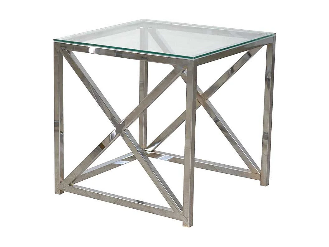 Beitisch Set in Chromfarben Klarglasplatte (zweiteilig)