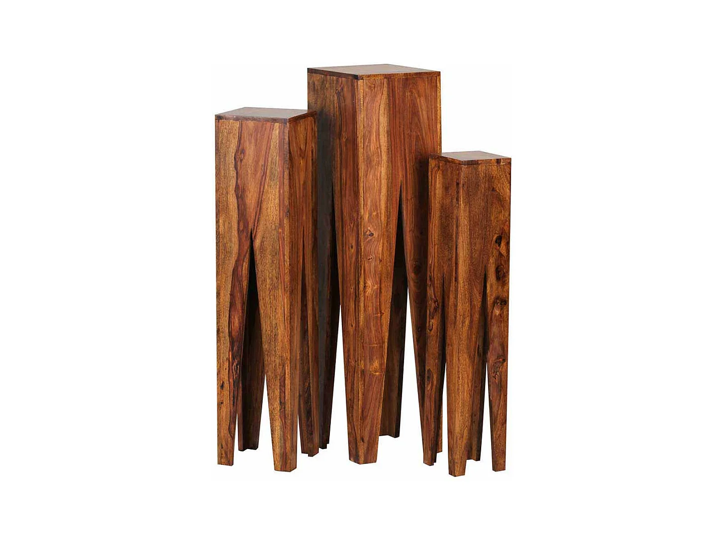 Blumensäule Set aus Sheesham Massivholz lackiert (dreiteilig)