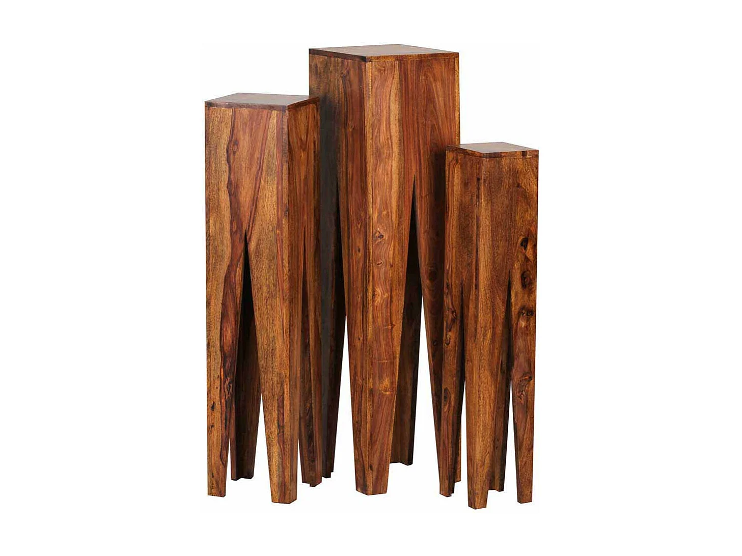 Blumensäule Set aus Sheesham Massivholz lackiert (dreiteilig)