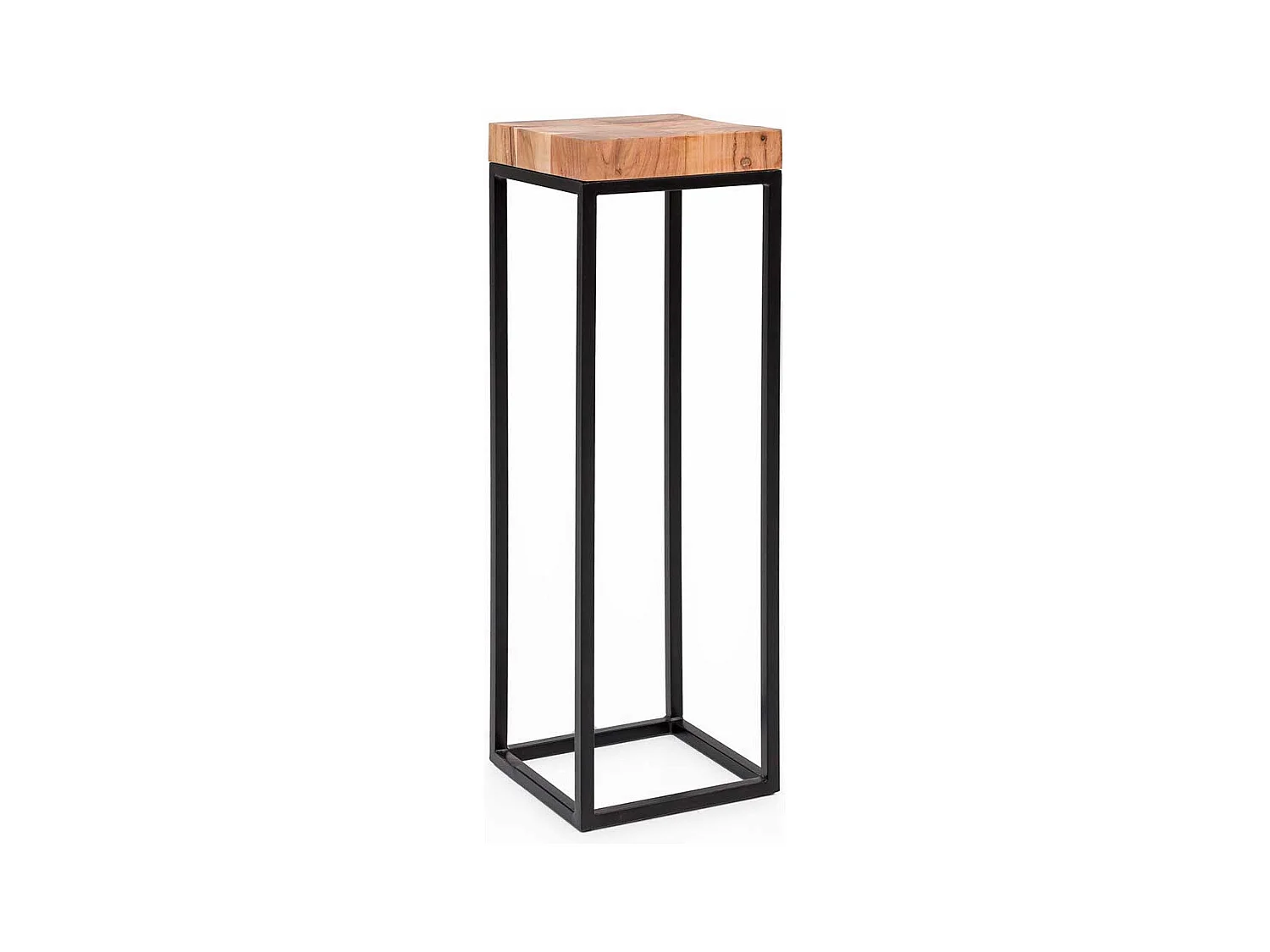 Blumensäule aus Akazie Massivholz und Eisen 30 cm breit