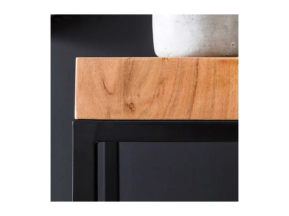 Blumensäule aus Akazie Massivholz und Eisen 30 cm breit