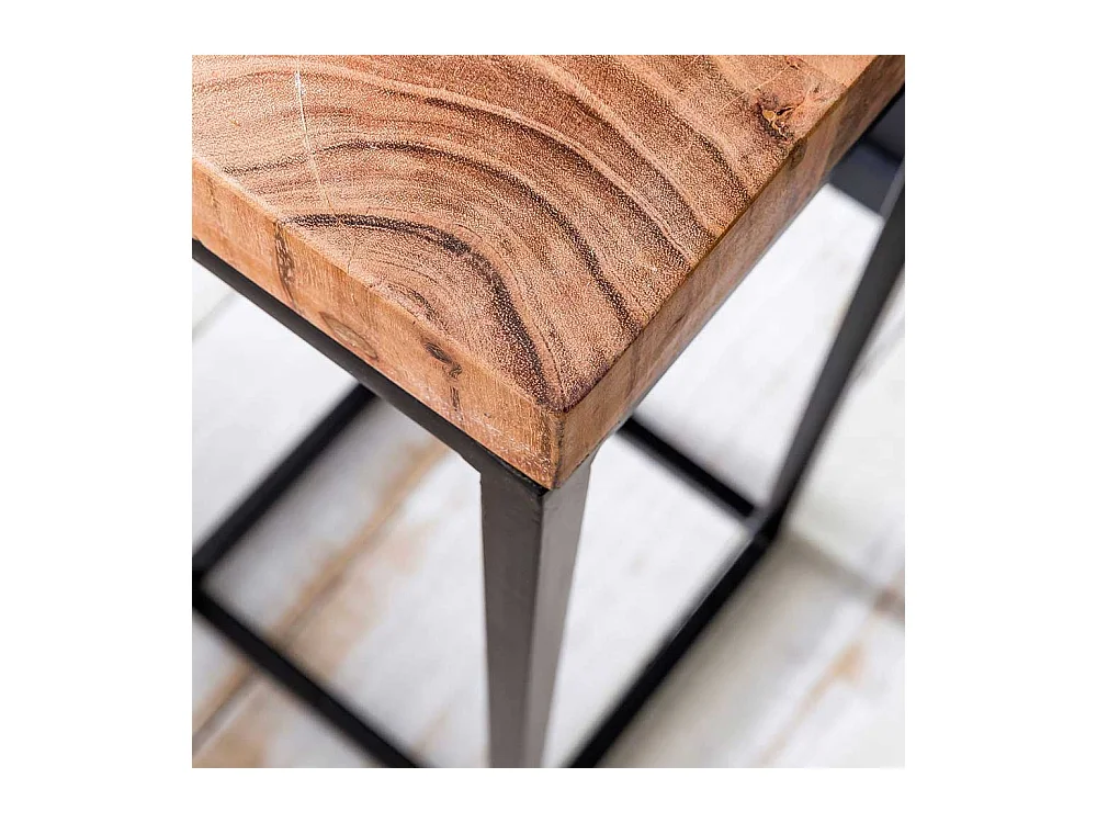 Blumensäule aus Akazie Massivholz und Eisen 30 cm breit