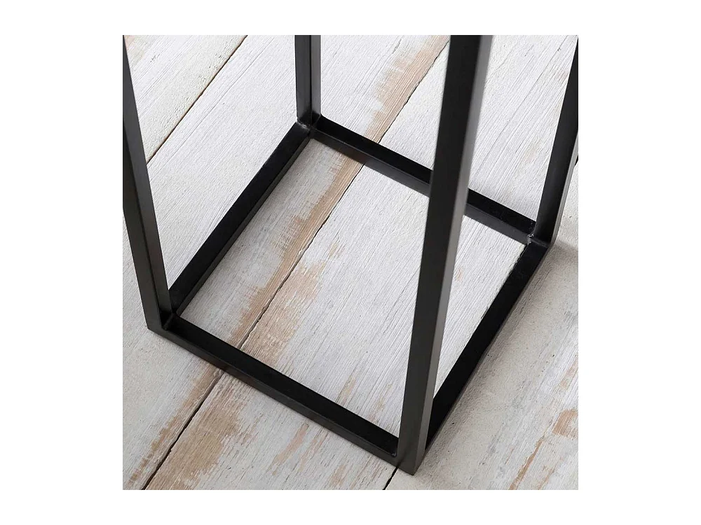 Blumensäule aus Akazie Massivholz und Eisen 30 cm breit