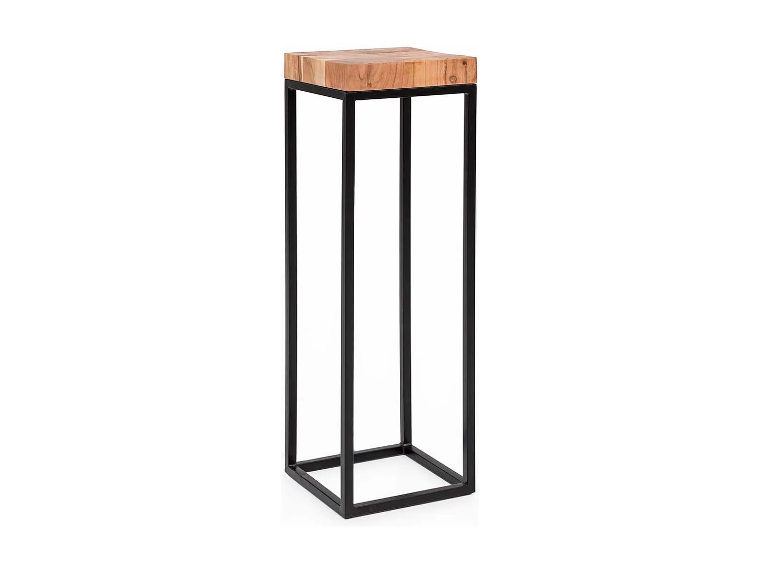 Blumensäule aus Akazie Massivholz und Eisen 30 cm breit