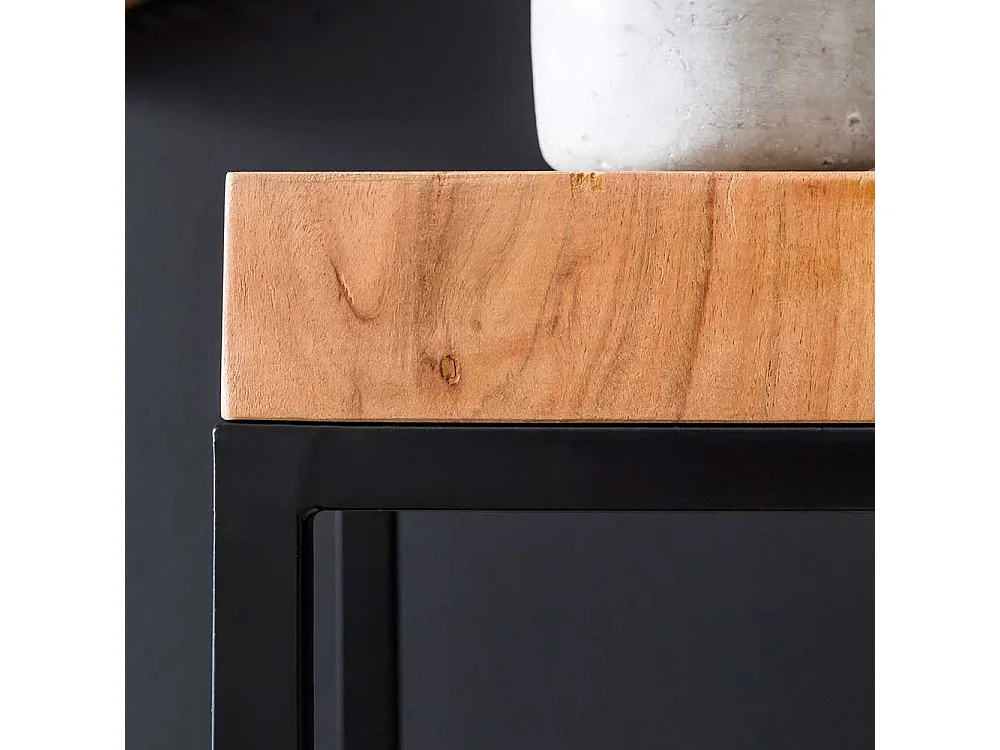 Blumensäule aus Akazie Massivholz und Eisen 30 cm breit