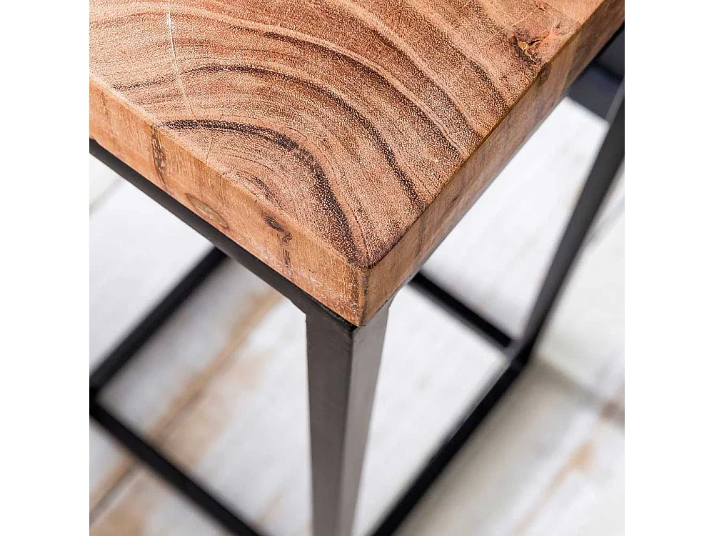 Blumensäule aus Akazie Massivholz und Eisen 30 cm breit