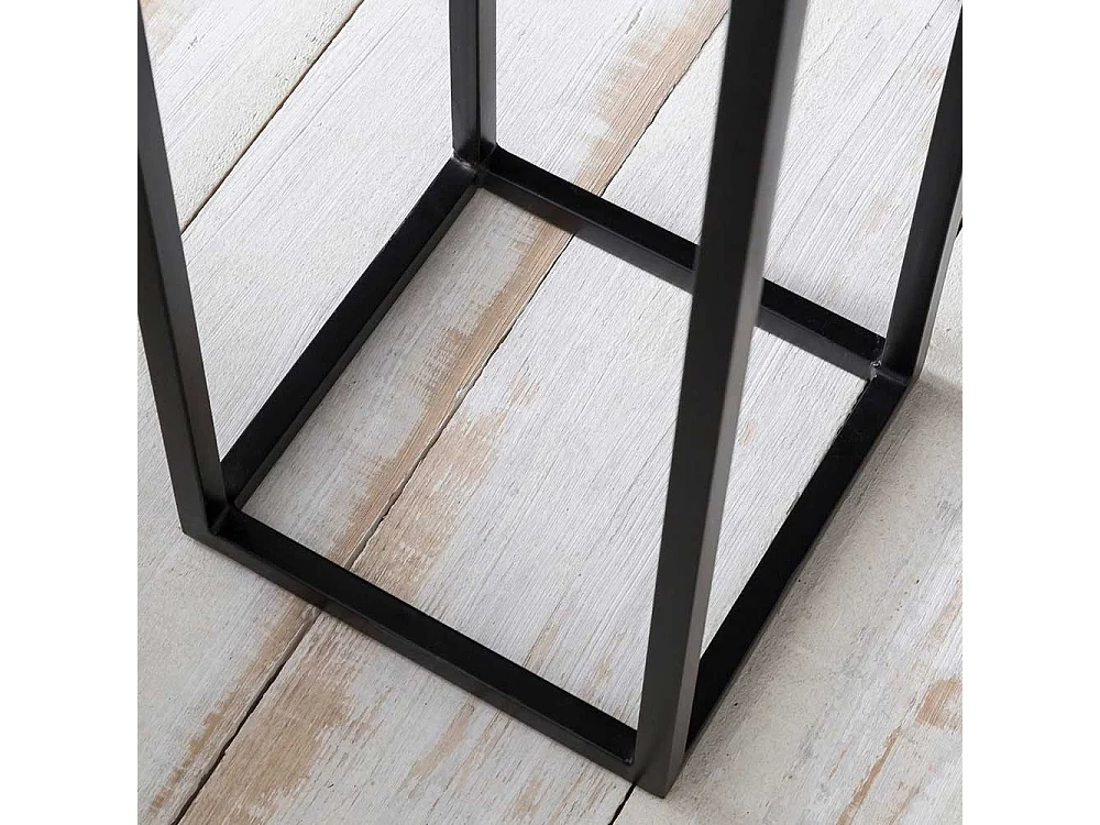 Blumensäule aus Akazie Massivholz und Eisen 30 cm breit