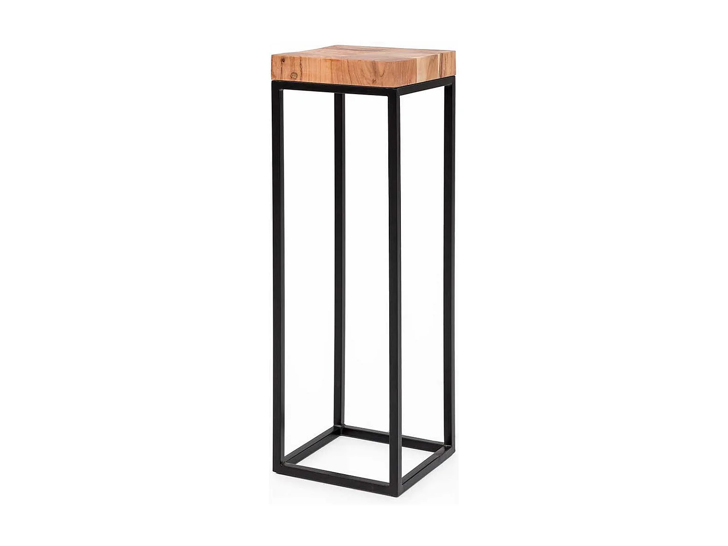 Blumensäule aus Akazie Massivholz und Eisen 30 cm breit